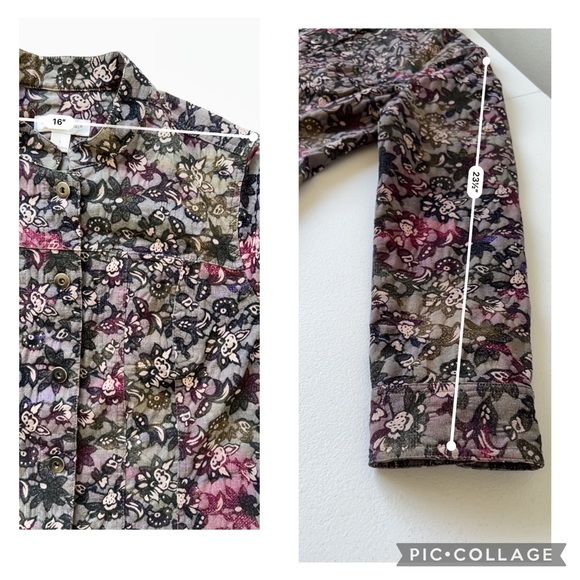 Womens Christopher & Banks Floral Jacket Size Large Button Down Pockets - Picture 7 of 11